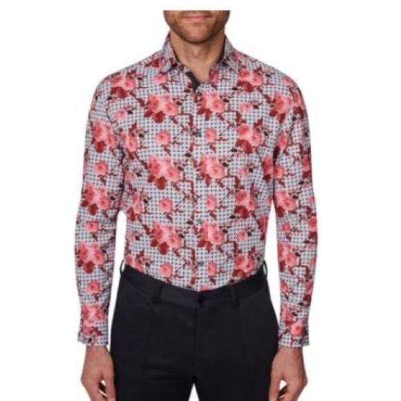 Society of Threads Men Slim Fit Floral
Performance Dress Shirt Gray Size M, red - Picture 3 of 11